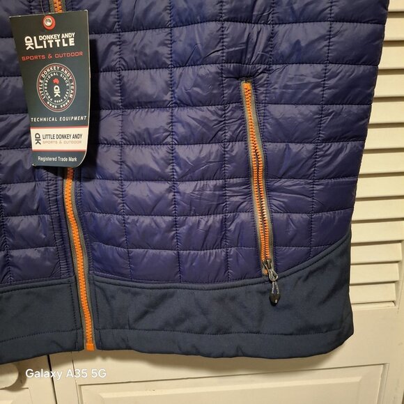Little Donkey Andy Mens Quilted Insulated Vest Navy Blue With Orange Accents Siz - Picture 2 of 8